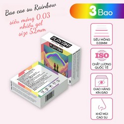 Bao Cao Su PlayAh Rainbow Gel 003 Hộp 3 Size 52mm siêu mỏng nhiều gel