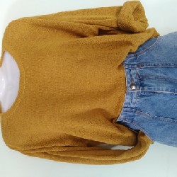 Áo len crop top freesize màu vàng như hình 10750