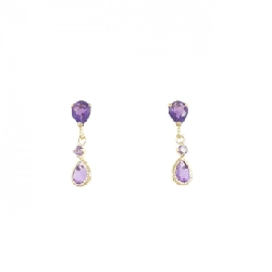 K18YG Amethyst Bông tai - Hàng hiệu Chính hãng