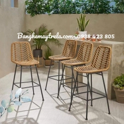 Ghế quầy bar chân sắt nhựa giả mây 475511