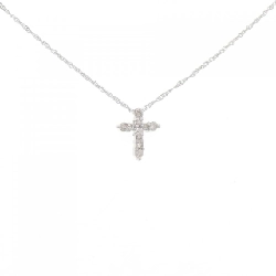 K18WG Dây chuyền kim cương chéo 0.15CT - Hàng hiệu Authentic