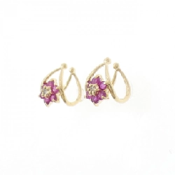 Bông tai ruby hoa K18YG 0.26CT - Hàng hiệu Authentic 871136