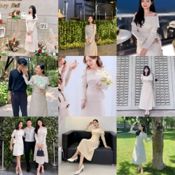 Váy Đầm Nữ Dáng Dài Trễ Vai SOLEIL ROOM Nhúng Hông Chống Nhăn Tôn Dáng LORA DRESS 496558