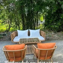 Bàn ghế sofa phòng khách mây nhựa 607395