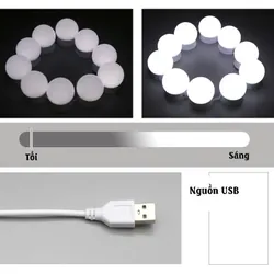 Bộ 10 Bóng Đèn Led Tăng Giảm Ánh Sáng 5 Chế Độ Gắn Gương Bàn Trang Điểm 604294