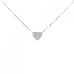 K18WG Dây chuyền kim cương hình trái tim Pavé 0.10CT - Hàng hiệu Chính hãng