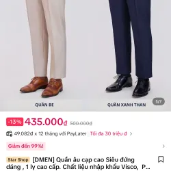 Quần Tây nam màu be và xanh than kiểu dáng lịch sự, chất liệu nhập khẩu 1032377