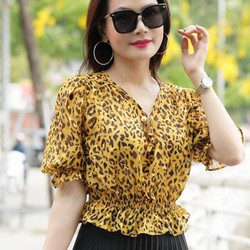 Áo kiểu họa tiết da  báo sz S new 90% 189358