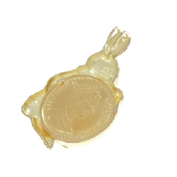 K18YG(枠) Mặt dây chuyền đồng xu thỏ - Hàng hiệu Authentic 866690