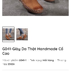 Giày Da thật handmade cổ cao hiệu ENDA 8464