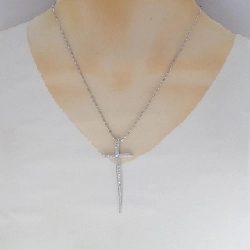 K18WG Dây chuyền kim cương chéo 1.00CT - Hàng hiệu chính hãng 859273