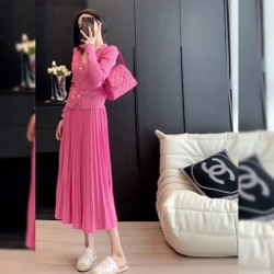 Set váy len hồng size M