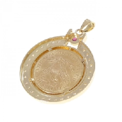 K18YG(khung) Mặt dây chuyền đồng xu ruby 0.06CT - Hàng hiệu Authentic 865172