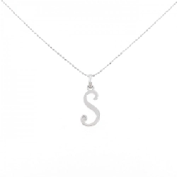 K18WG Chữ cái S Dây chuyền kim cương - Hàng hiệu Chính hãng