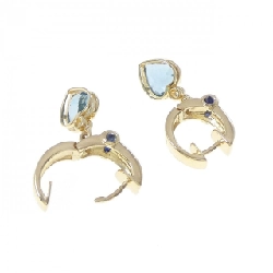 K18YG Bông tai hình trái tim đá Topaz xanh - Hàng hiệu Chính hãng 867068