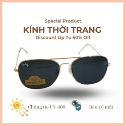 Kính mát thời trang nam nữ Rayban tròng thủy tinh cường lực màu xanh rêu, chống tia UV 276720