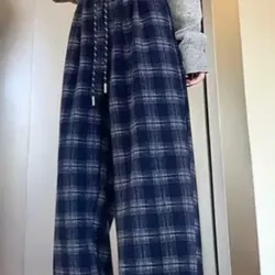 Quần kẻ suông ống rộng, chất liệu dạ dày dặn mềm mại thiết kế trẻ trung năng động  606574