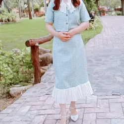 Sét váy áo dài qua gối 