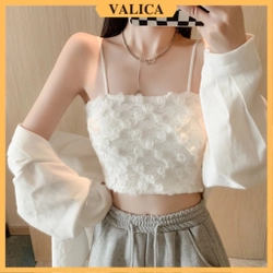 Áo bra 2 dây nữ hoa hồng , Áo ngực kèm mút mỏng xinh xắn, bra chun sau lưng