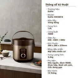 Nồi cơm điện KALITE KRC8018 lòng gốm Ceramic chống dính chống xước 782687