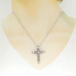 K18WG/K18BG Dây chuyền kim cương chéo 0.92CT - Hàng hiệu chính hãng 858334