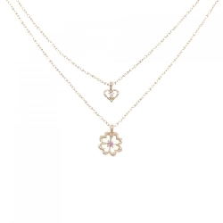 K18PG Heart × Clover Sapphire Necklace 0.01CT - Hàng hiệu Authentic