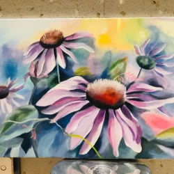 Tranh acrylic hoa cúc tím 759729