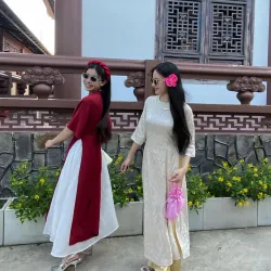 Áo dài đính hột ngay cổ 753574