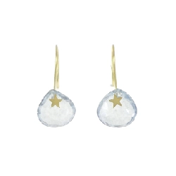 K18YG Ngôi sao Đá quý tổng hợp Bông tai - Hàng hiệu Chính hãng