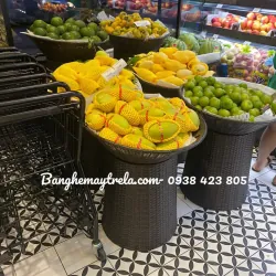 Bộ khay trưng trái cây siêu thị nhựa giả mây 674221