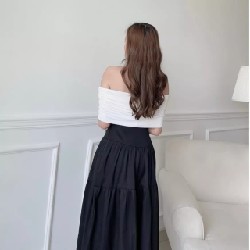 ( kèm quà tặng ) Chân Váy Midi Vintage Tầng Bảng Lưng Lớn 14525