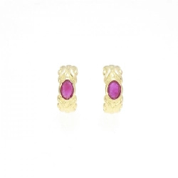 K18YG Bông tai Ruby - Hàng hiệu Chính hãng