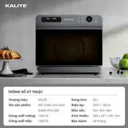 Nồi chiên hơi nước Kalite Steam Ultra 360 4in1 công nghệ SteamTech Fusion 360, chính hãng 572985