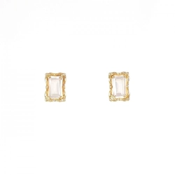 K18YG Bông tai đá hồng - Hàng hiệu Authentic