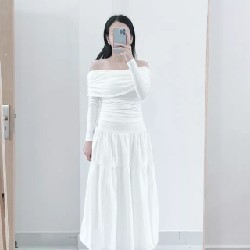 ( kèm quà tặng ) Chân Váy Midi Vintage Tầng Bảng Lưng Lớn