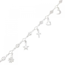 K18WG Đan Chéo × Trái Tim × Sao Vòng Tay Kim Cương 0.95CT - Hàng hiệu Chính hãng 869390