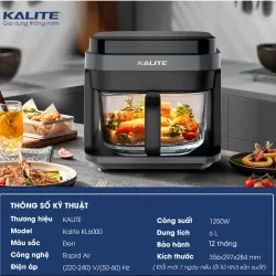 🌟 Nồi chiên Kalite 6L – Công nghệ Rapid Air giảm 80% chất béo! 708634