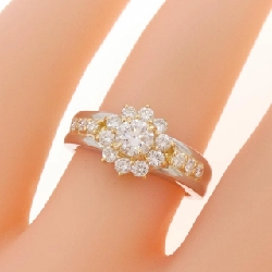 Nhẫn kim cương hoa PT900/K18YG 0.24CT 668006