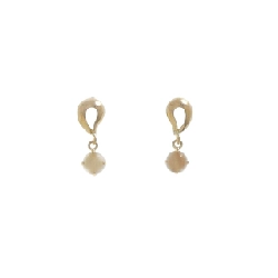 K18YG Đá mặt trăng Bông tai - Hàng hiệu Chính hãng