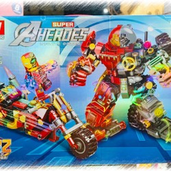 Đồ chơi lắp ráp 2in1 robot siêu anh hùng super heroes và xe máy LW 2156 164207