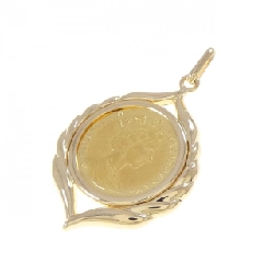 K18YG(枠) Đồng xu Mặt dây chuyền - Hàng hiệu Chính hãng