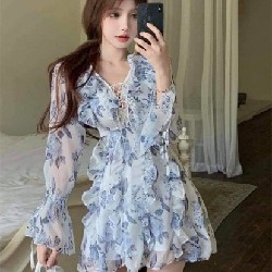 Váy hoa xanh (Hàng order Taobao)