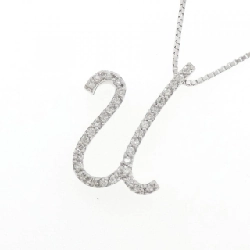 K18WG Chữ cái U Dây chuyền kim cương 0.19CT - Hàng hiệu Chính hãng 861176