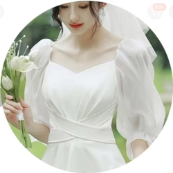 Váy cô dâu, váy đi tiệc cưới dáng xòe sang trọng, đầm trắng dáng xoè chụp kỷ yếu, dự tiệc 462308