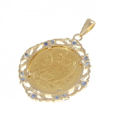 K18YG(枠) Sapphire Coin Pendant - Hàng hiệu Authentic 864398
