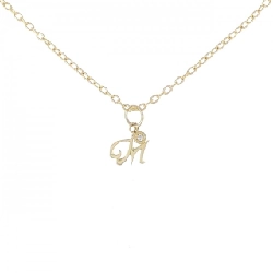 K18YG Chữ cái M Dây chuyền kim cương 0.01CT - Hàng hiệu Chính hãng