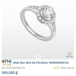 Nhẫn bạc PNJ size 14 521673