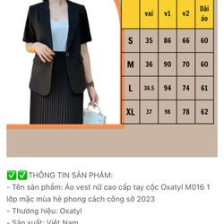 Áo vest nữ cao cấp tay cộc Oxatyl M016 1 lớp mặc mùa hè phong cách công sở màu kem size S 189719