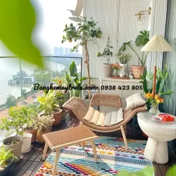 Ghế thư giãn ban công đan dây dù 694538
