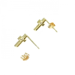 K18YG Bông tai kim cương chéo 0.04CT - Hàng hiệu Chính hãng 876898